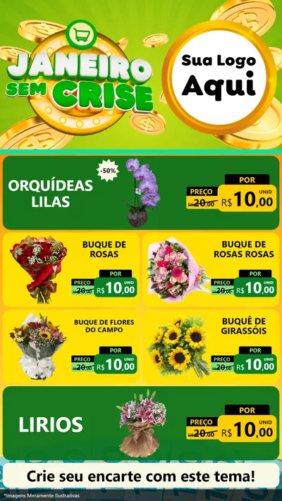 Modelo de TV para TV Vertical com o tema Janeiro Sem Crise para Floricultura e jardim