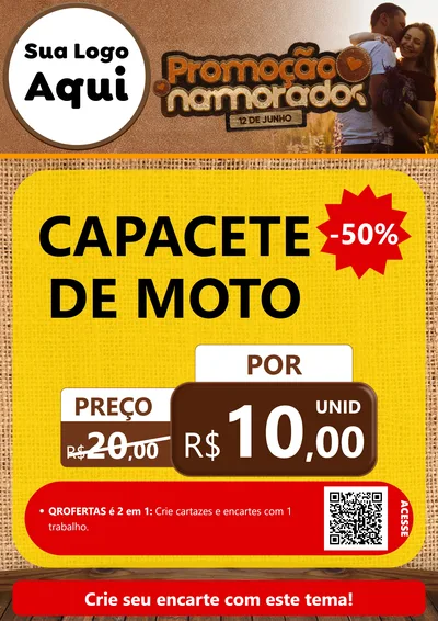 Modelo de Cartaz para Cartaz A4 Vertical com o tema Promoção Namorados para Moto peças