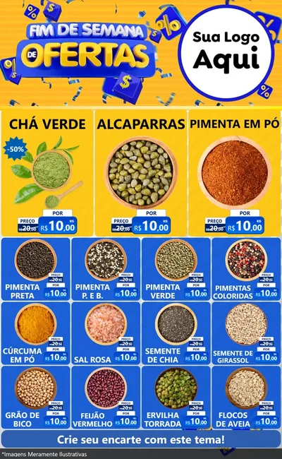 Modelo de Encarte para Encarte Grande com o tema Fim de Semana de Ofertas para Produtos Naturais