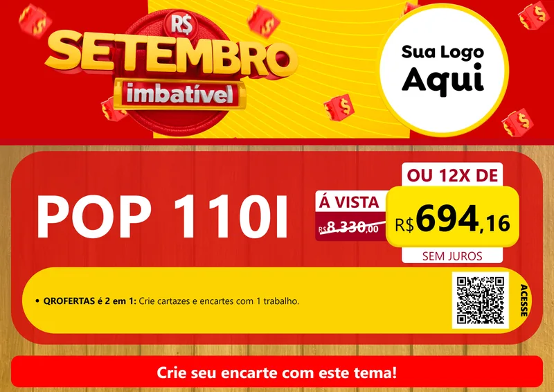 Modelo de Cartaz para Cartaz A4 Horizontal com o tema Setembro Imbatível para Concessionaria de Motos