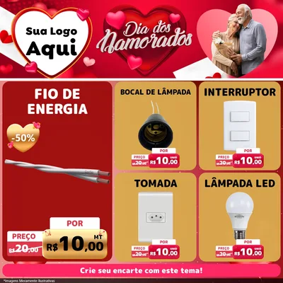 Modelo de Rede Social para Feed Facebook com o tema Dia Dos Namorados para Materiais Elétricos