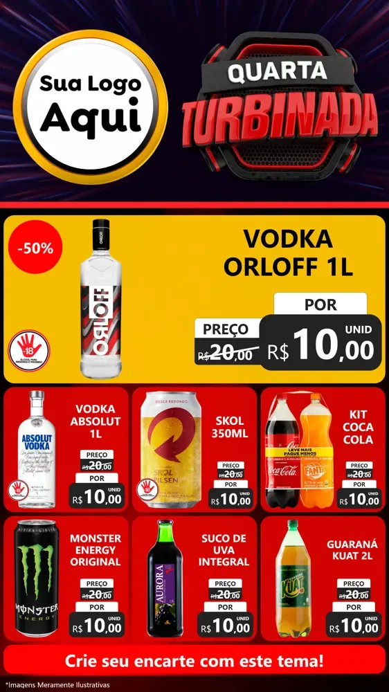 Modelo de Rede Social para Stories com o tema Quarta Turbinada para Distribuidora de bebidas