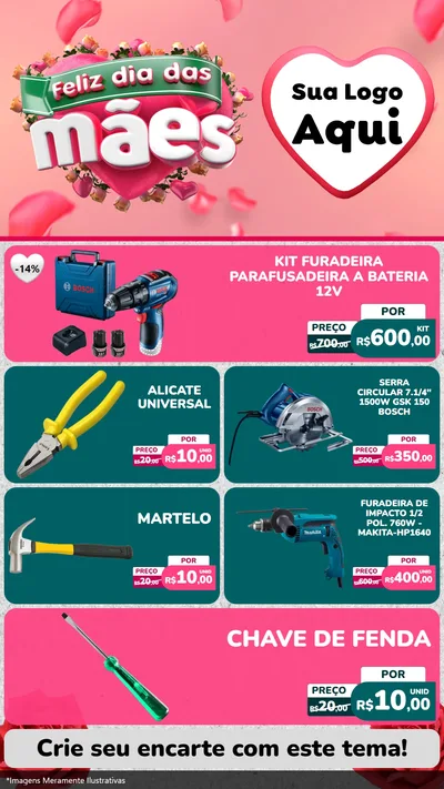 Modelo de TV para TV Vertical com o tema Feliz Dia das Mães para Maquinas e Ferramentas