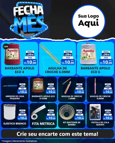Modelo de Rede Social para Feed Instagram com o tema Fecha Mês para Armarinho e Aviamentos