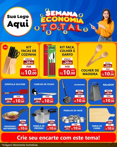 Modelo de Rede Social para Feed Instagram com o tema Semana Economia Total para Utilidades Domésticas