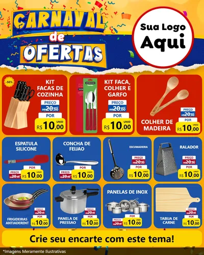 Modelo de Rede Social para Feed Instagram com o tema Carnaval de Ofertas para Utilidades Domésticas