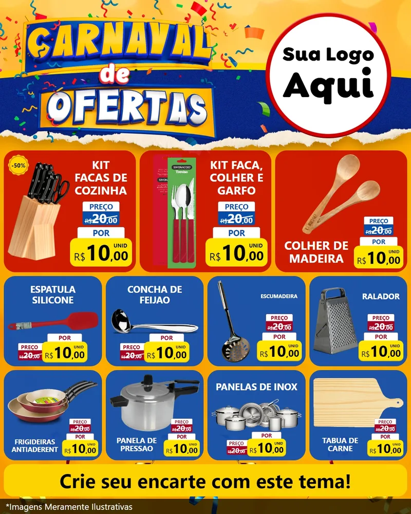 Modelo de Rede Social para Feed Instagram com o tema Carnaval de Ofertas para Utilidades Domésticas