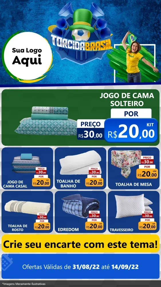 Modelo de Rede Social para Stories com o tema Torcida Brasil - Copa para Cama, Mesa e Banho