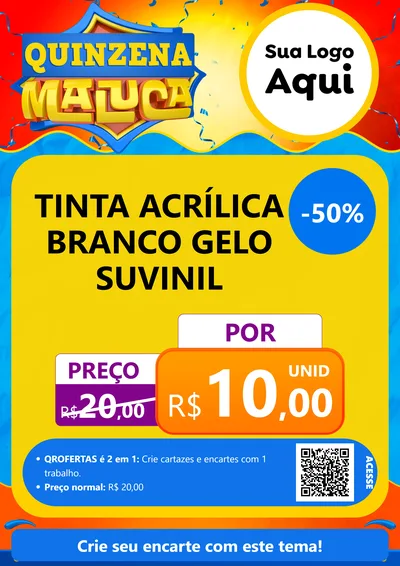 Modelo de Cartaz para Cartaz A4 Vertical com o tema Quinzena Maluca para Tintas e Ferramentas