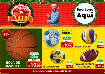 Modelo de Encarte para Encarte A4 Horizontal com o tema Promoção de Natal para Artigos Esportivos