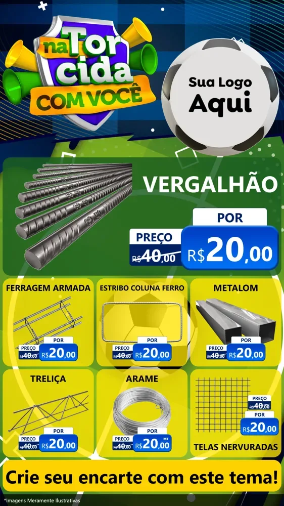 Modelo de Rede Social para Stories com o tema Na Torcida Com Você - Copa para Ferragens