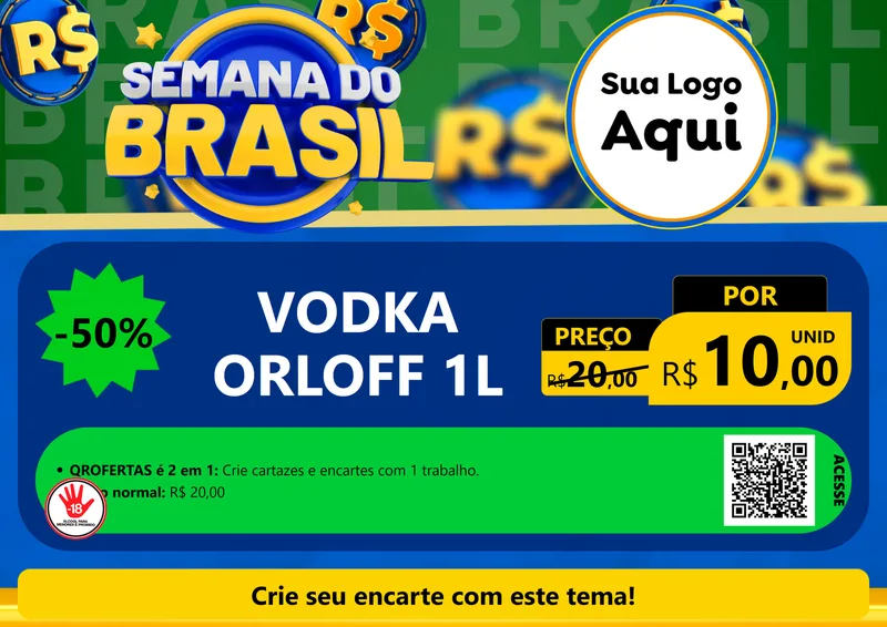 Modelo de Cartaz para Cartaz A4 Horizontal com o tema Semana Do Brasil para Distribuidora de bebidas