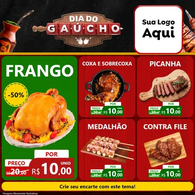 Modelo de Rede Social para Feed Facebook com o tema Dia do Gaúcho para Assados