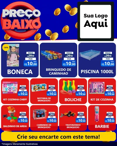 Modelo de Rede Social para Feed Instagram com o tema Preço Baixo para Brinquedos