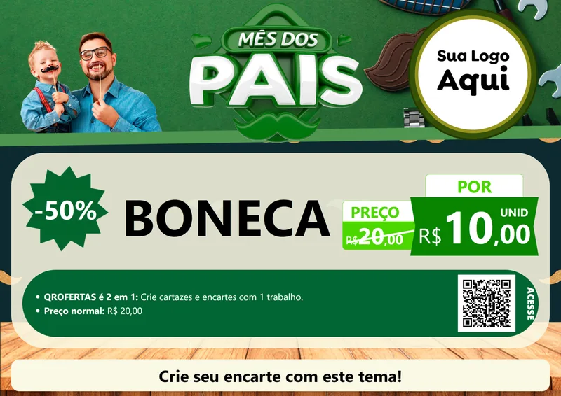 Modelo de Cartaz para Cartaz A4 Horizontal com o tema Mês dos Pais para Brinquedos