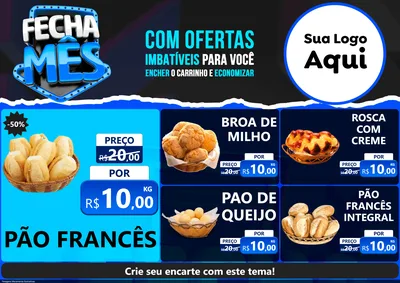 Modelo de Encarte para Encarte A4 Horizontal com o tema Fecha Mês para Padaria