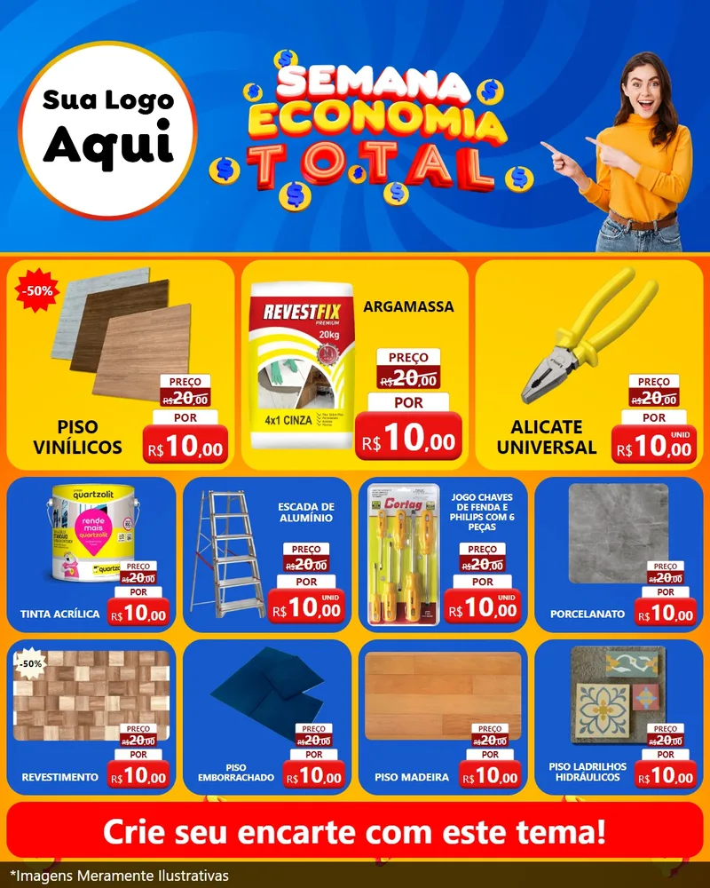 Modelo de Rede Social para Feed Instagram com o tema Semana Economia Total para Material para Construção