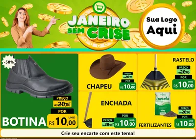 Modelo de Encarte para Encarte A4 Horizontal com o tema Janeiro Sem Crise para Agropecuária