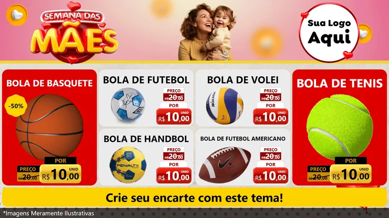 Modelo de TV para TV Horizontal com o tema Semana das Mães para Artigos Esportivos