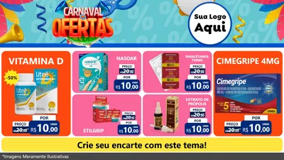 Modelo de TV para TV Horizontal com o tema Carnaval de Ofertas para Farmácia
