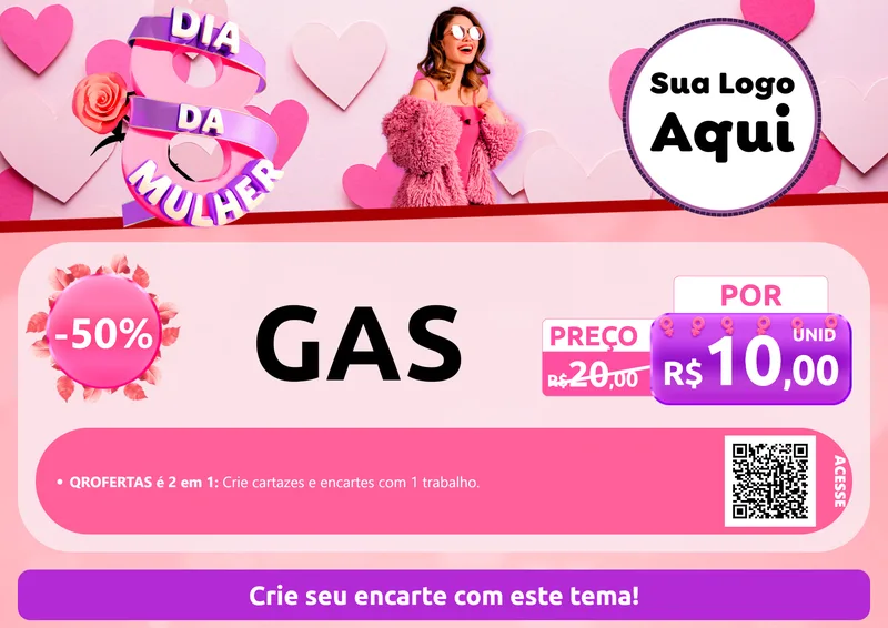 Modelo de Cartaz para Cartaz A4 Horizontal com o tema Dia da Mulher para Água e gás