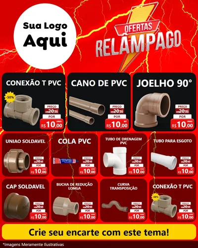 Modelo de Rede Social para Feed Instagram com o tema Ofertas Relâmpago para Tubos e conexões