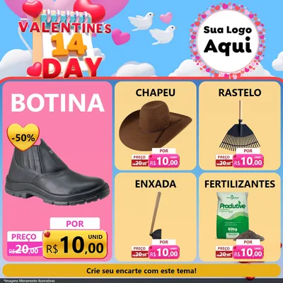 Modelo de Rede Social para Feed Facebook com o tema Valentine's Day para Agropecuária