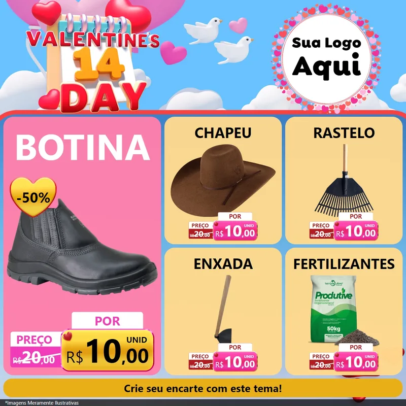 Modelo de Rede Social para Feed Facebook com o tema Valentine's Day para Agropecuária