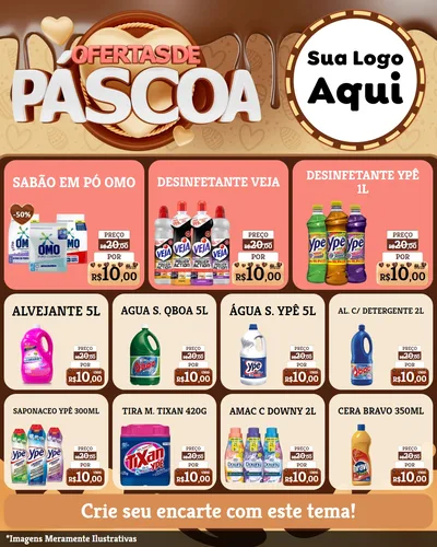 Modelo de Rede Social para Feed Instagram com o tema Ofertas de Páscoa para Produtos de Limpeza