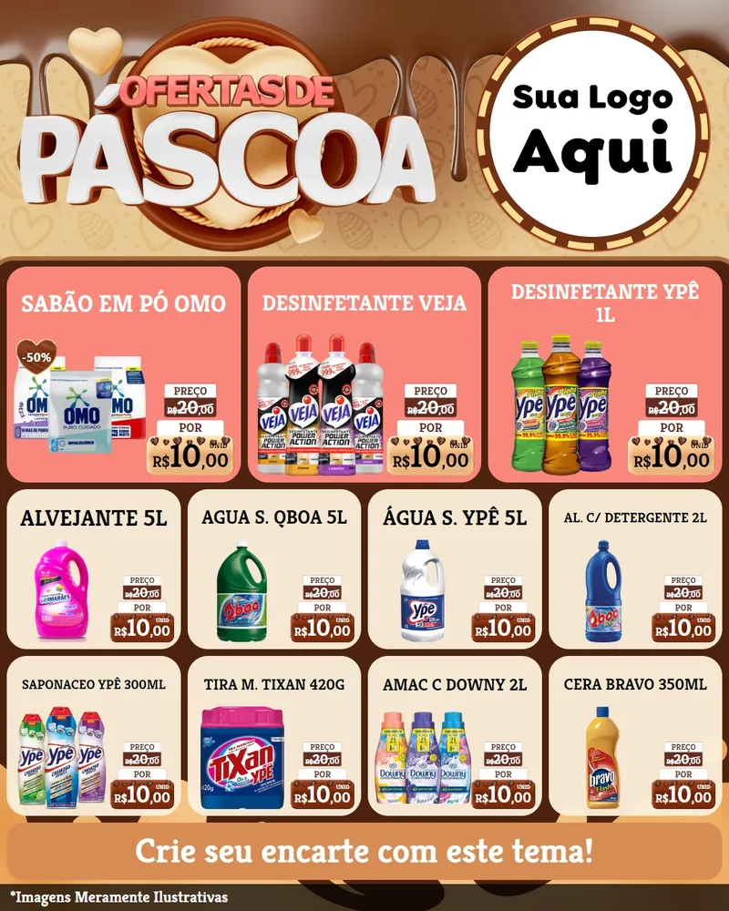 Modelo de Rede Social para Feed Instagram com o tema Ofertas de Páscoa para Produtos de Limpeza