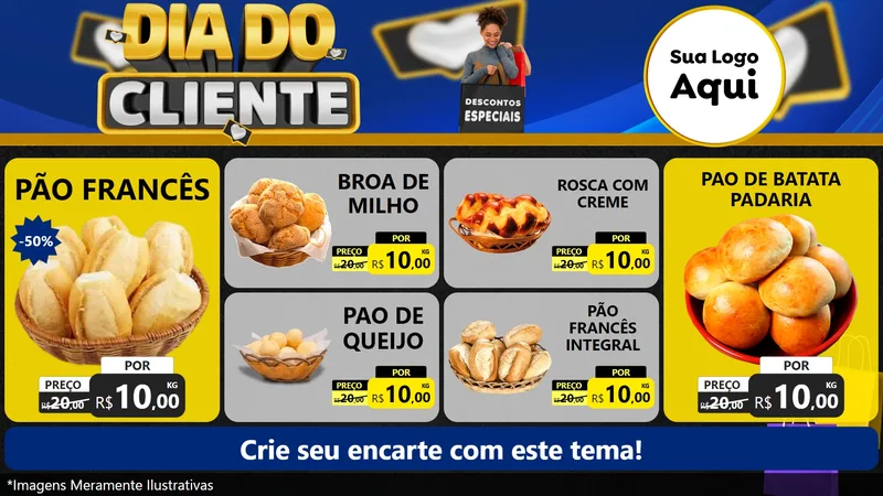 Modelo de TV para TV Horizontal com o tema Dia Do Cliente para Padaria
