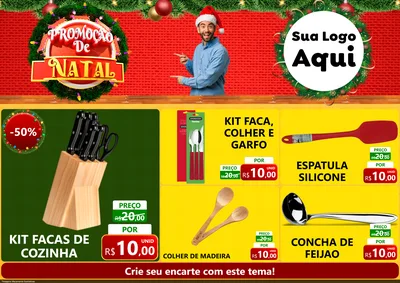 Modelo de Encarte para Encarte A4 Horizontal com o tema Promoção de Natal para Utilidades Domésticas