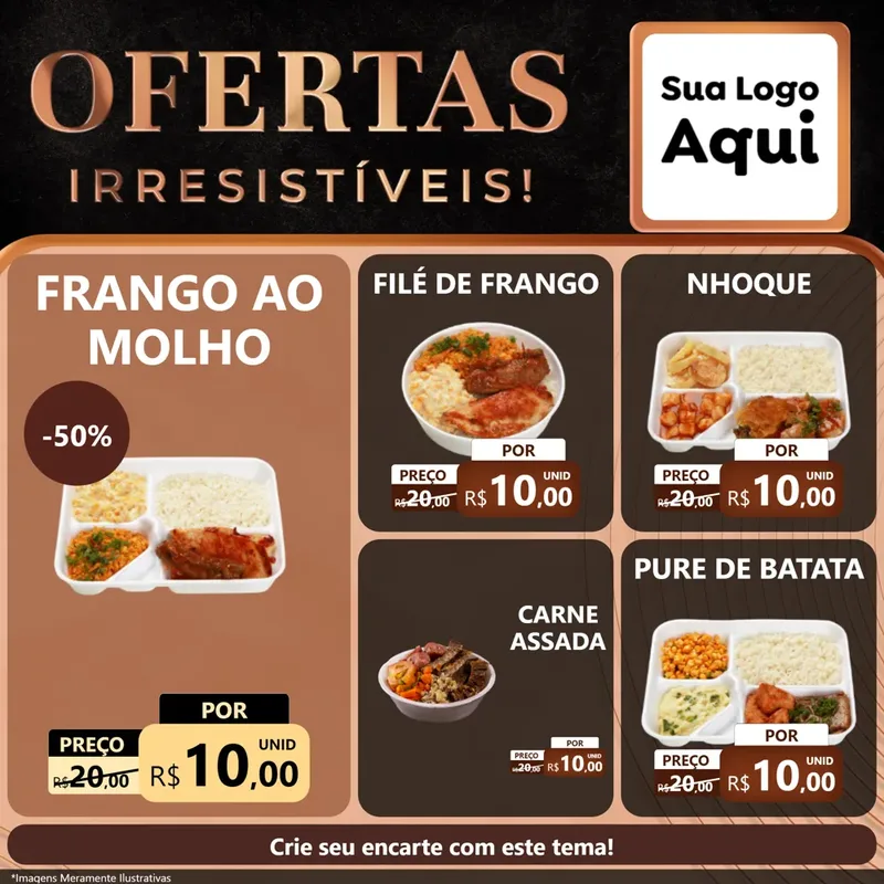 Modelo de Rede Social para Feed Facebook com o tema Ofertas Irresistíveis! para Restaurante
