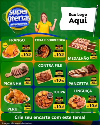 Modelo de Rede Social para Feed Instagram com o tema Super Ofertas de Independência para Assados