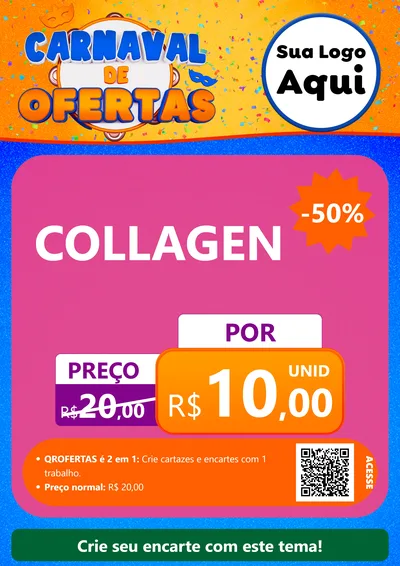 Modelo de Cartaz para Cartaz A4 Vertical com o tema Carnaval de Ofertas para Suplementos alimentares