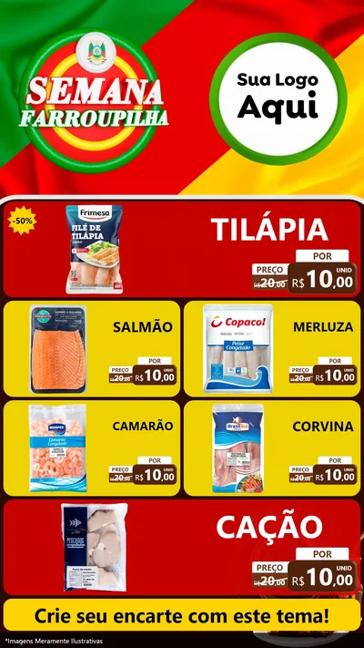 Modelo de TV para TV Vertical com o tema Semana Farroupilha para Peixaria