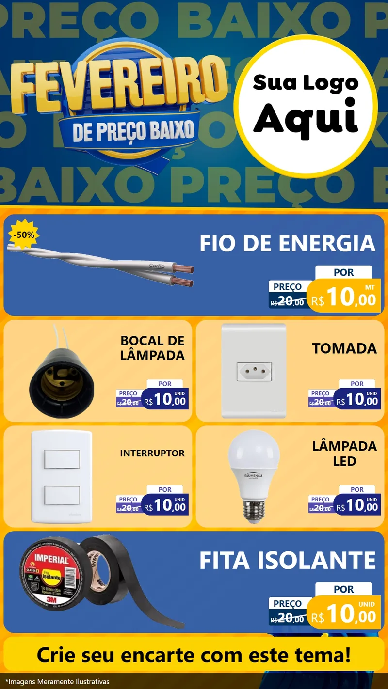 Modelo de TV para TV Vertical com o tema Fevereiro de Preço Baixo para Materiais Elétricos