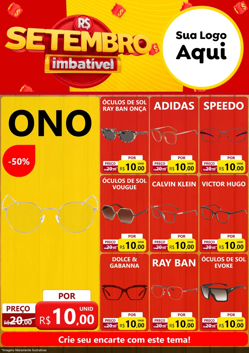 Modelo de Encarte para Encarte A4 Vertical com o tema Setembro Imbatível para Óticas