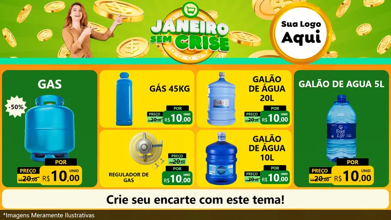 Modelo de TV para TV Horizontal com o tema Janeiro Sem Crise para Água e gás