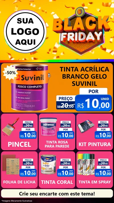 Modelo de Rede Social para Stories com o tema Black Friday para Tintas e Ferramentas