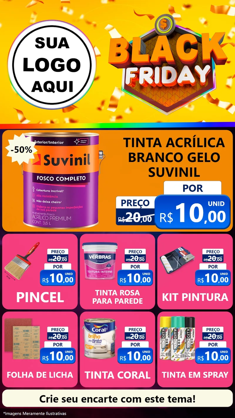 Modelo de Rede Social para Stories com o tema Black Friday para Tintas e Ferramentas