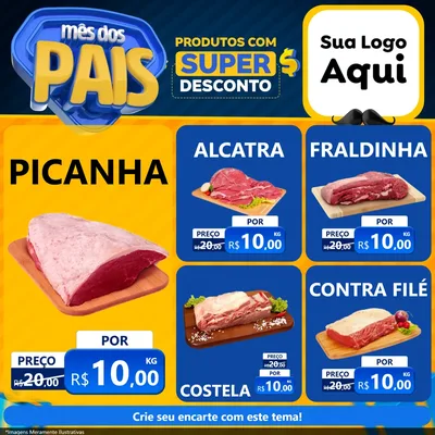Modelo de Rede Social para Feed Facebook com o tema Mês dos Pais para Açougue
