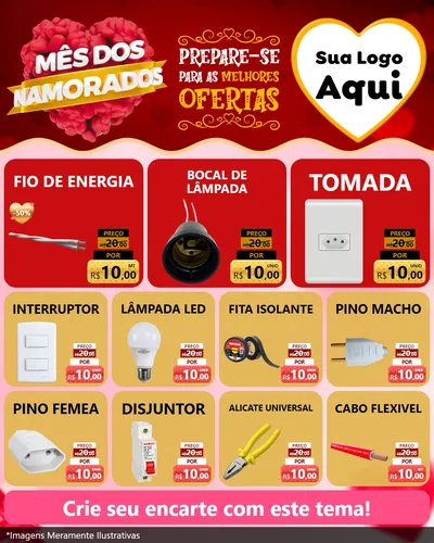 Modelo de Rede Social para Feed Instagram com o tema Mês dos Namorados para Materiais Elétricos