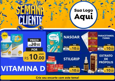 Modelo de Encarte para Encarte A4 Horizontal com o tema Semana do Cliente para Farmácia