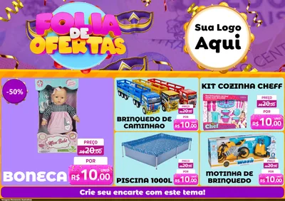 Modelo de Encarte para Encarte A4 Horizontal com o tema Folia de Ofertas para Brinquedos