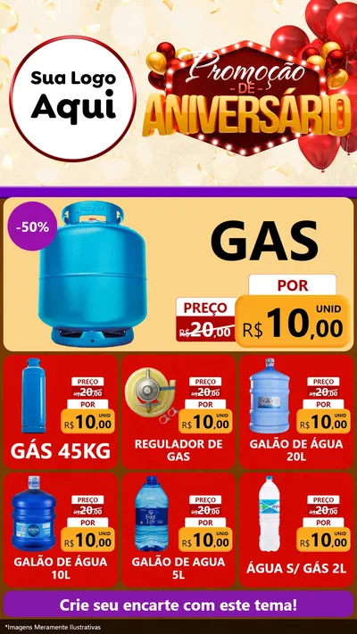 Modelo de Rede Social para Stories com o tema Promoção de Aniversário para Água e gás