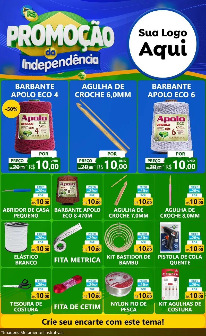Modelo de Encarte para Encarte Grande com o tema Promoção da Independência para Armarinho e Aviamentos