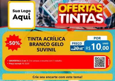 Modelo de Cartaz para Cartaz A4 Horizontal com o tema Ofertas de Tintas para Tintas e Ferramentas