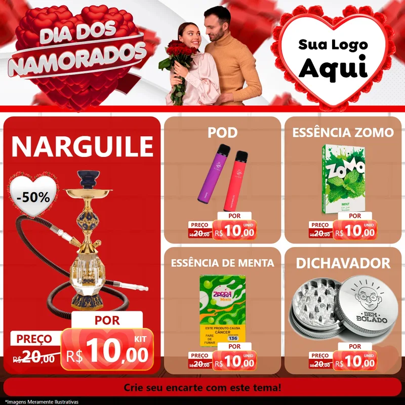 Modelo de Rede Social para Feed Facebook com o tema Dia dos Namorados para Tabacaria