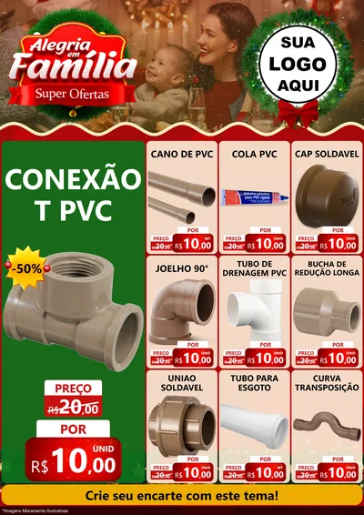 Modelo de Encarte para Encarte A4 Vertical com o tema Alegria Em Família - Super Ofertas para Tubos e conexões